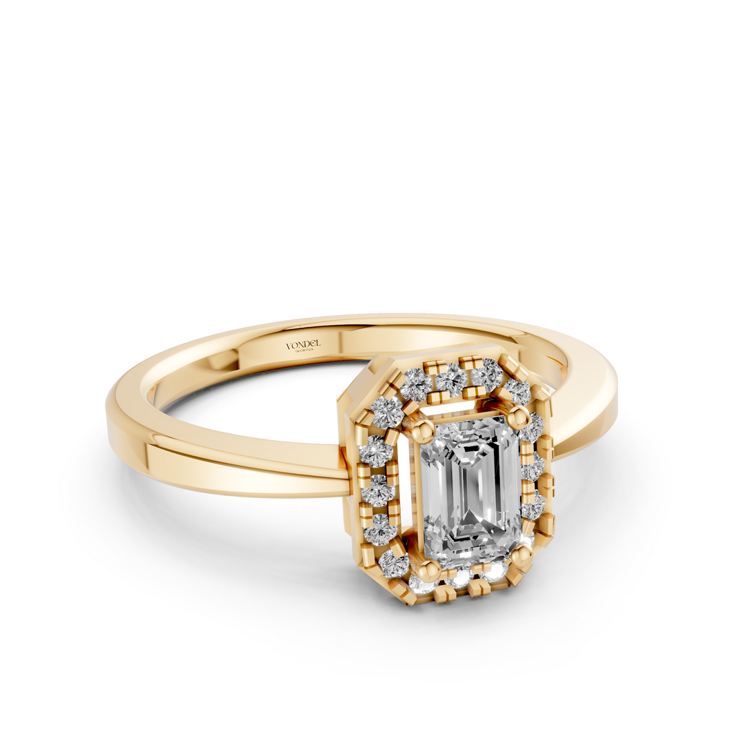 Emerald Halo Ring - 18K Geelgoud - 0,56 ct