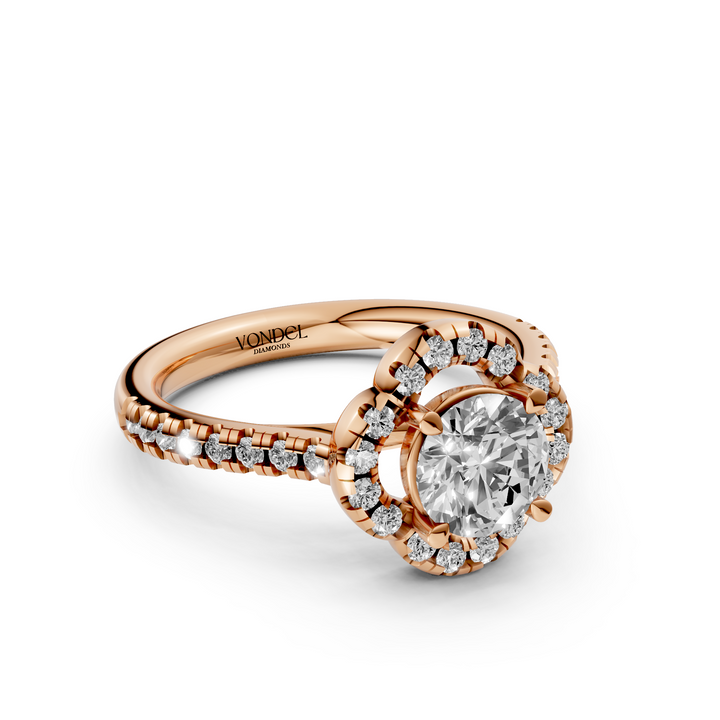 Flower Pave ring met Ronde Briljant - 18k Witgoud - 1,09 ct