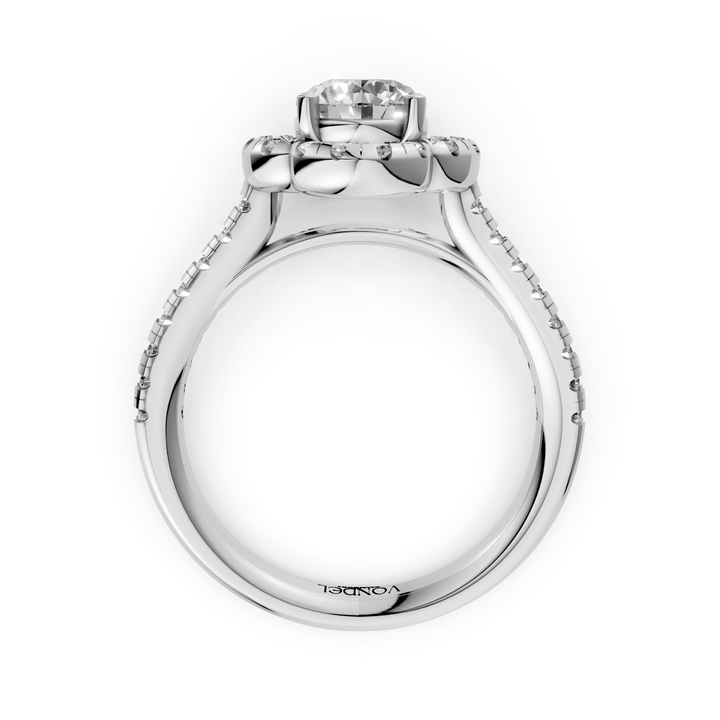 Flower Pave ring met Ronde Briljant - 18k Witgoud - 1,09 ct