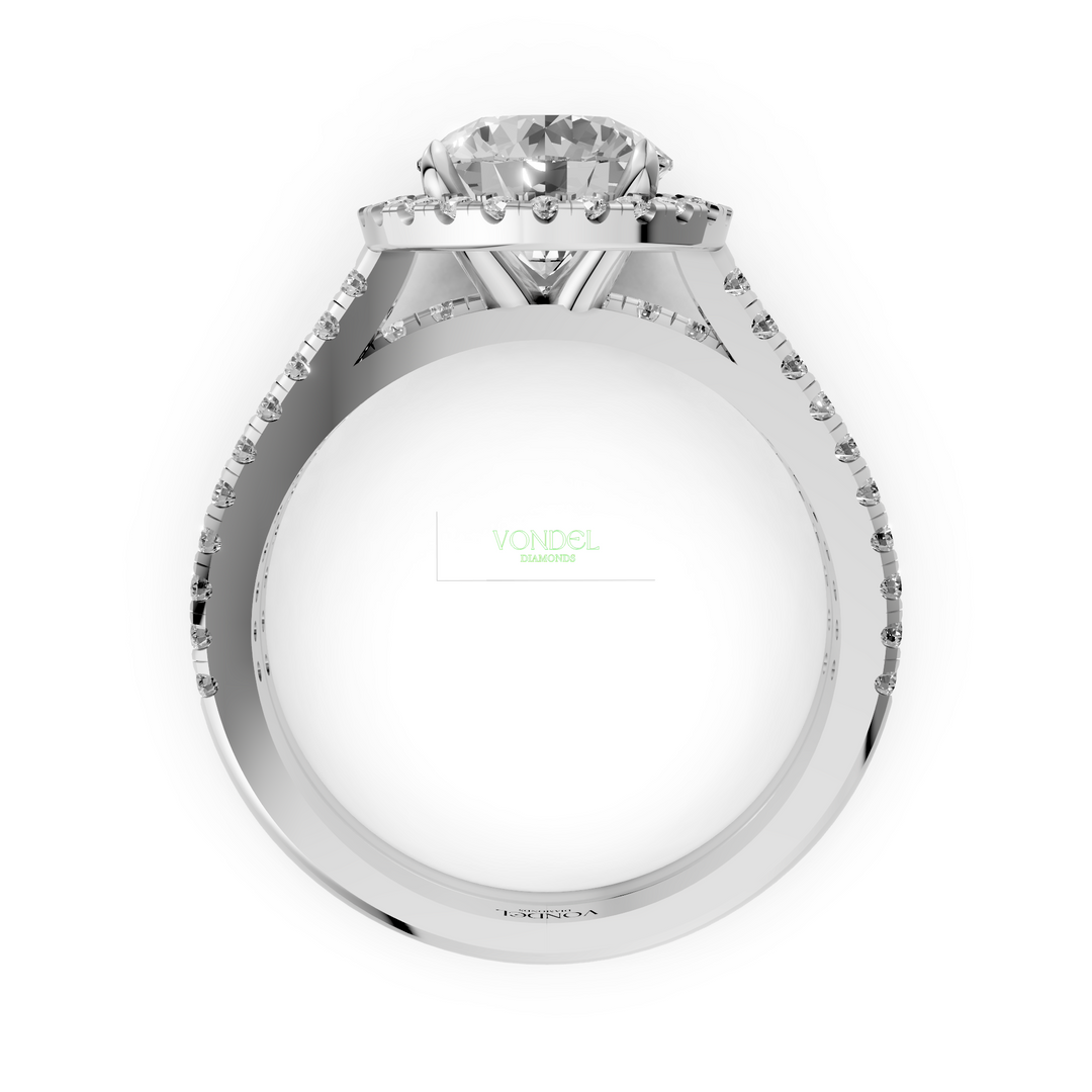 Rond Briljant Halo Ring met Pave en Aanschuifring (Set) - 18K Goud