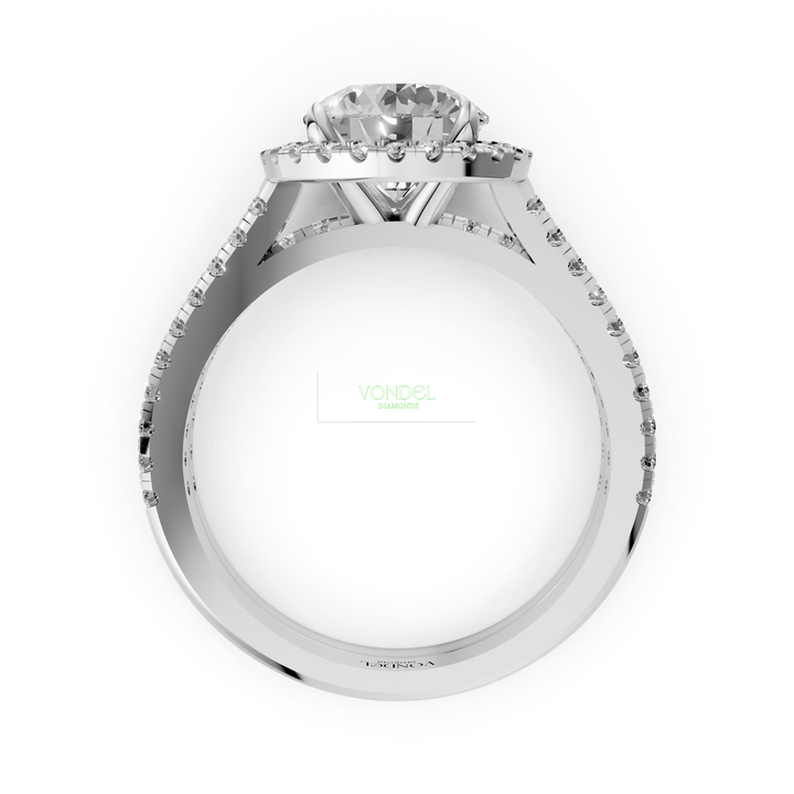 Rond Briljant Halo Ring met Pave en Aanschuifring (Set) - 18K Goud