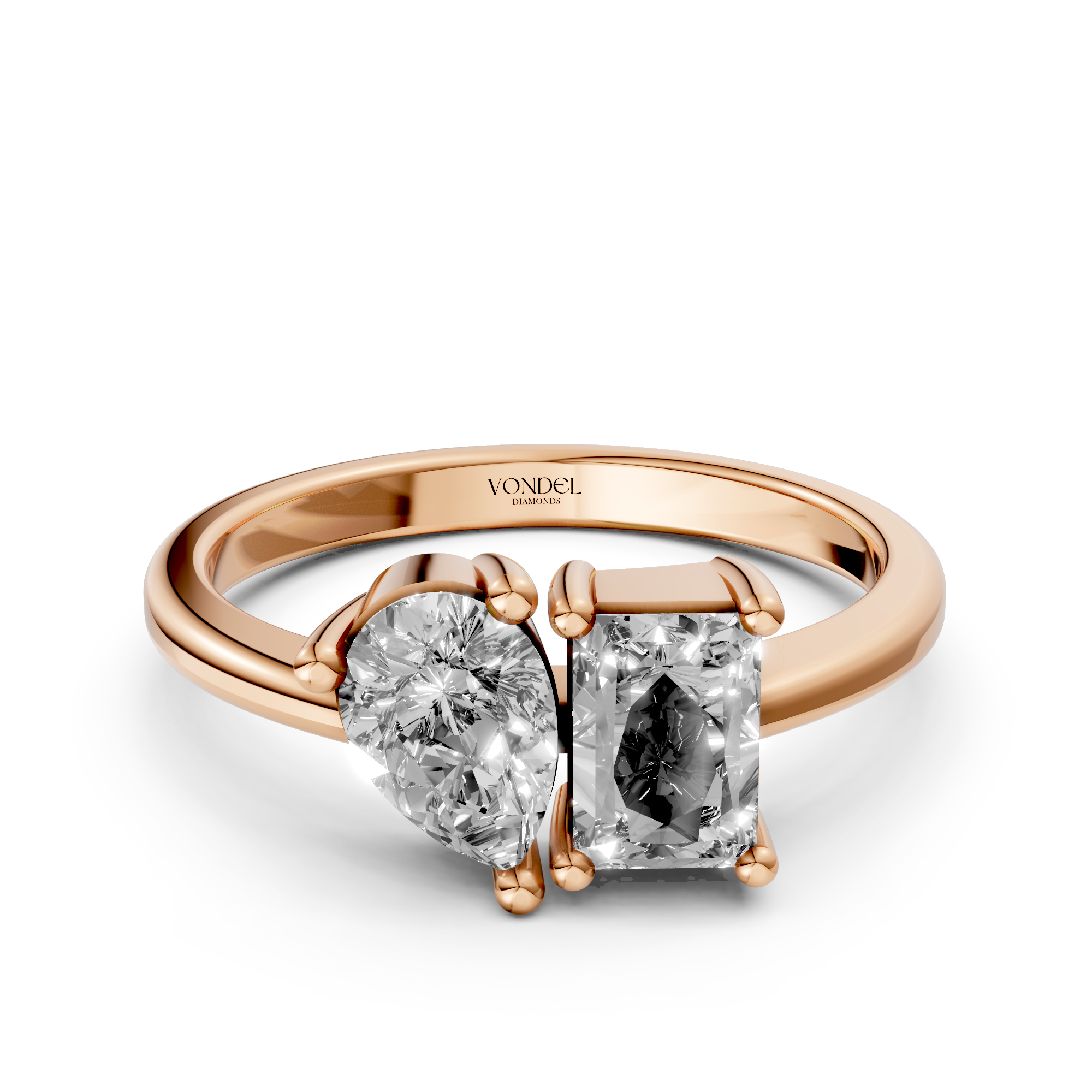 Demi - Radiant Pear Toi et Moi Lab Grown Diamond Ring - 18K Gold - 1,0 ct