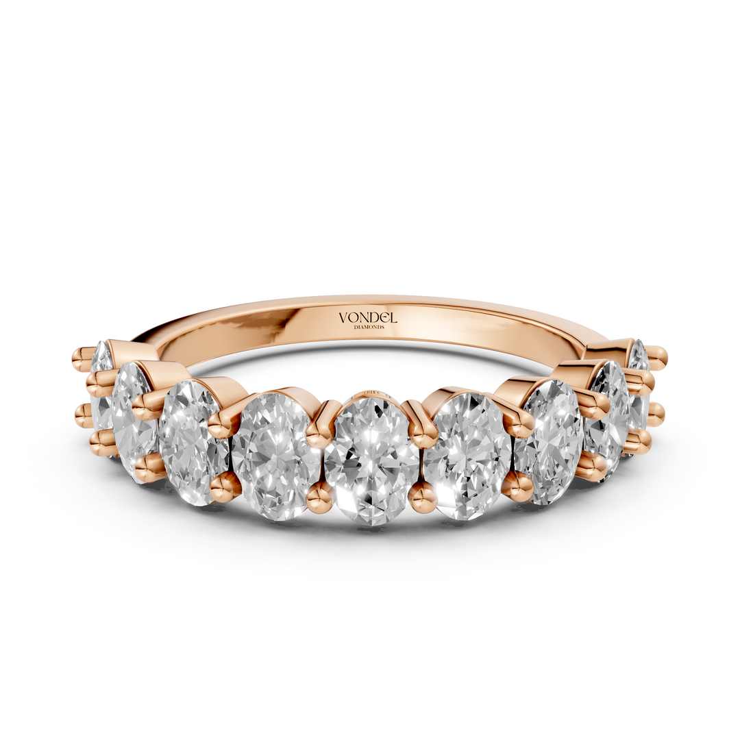 Oval half eternity Ring met gedeelde Zetting - 18K Goud - 1,6 ct