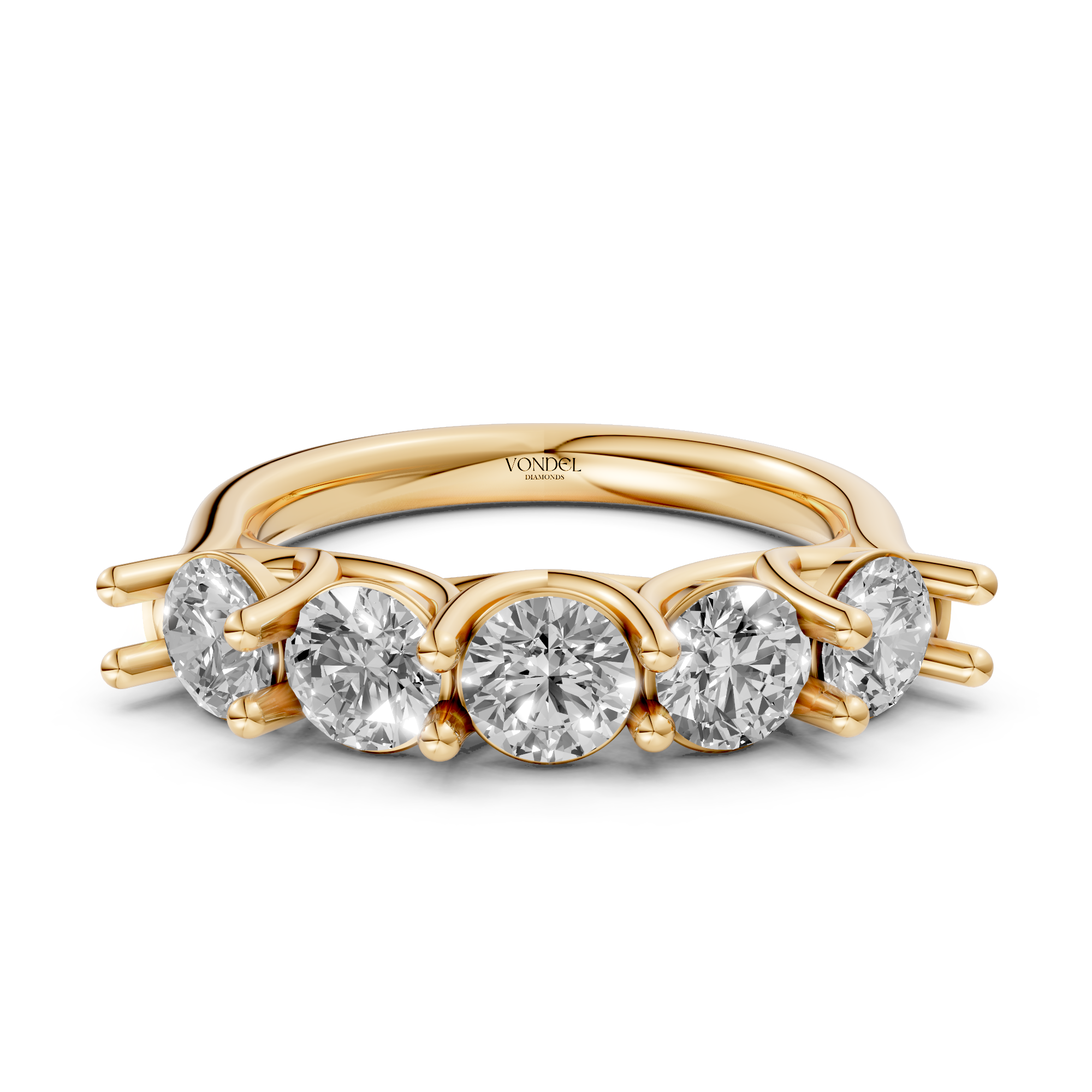 Jaimy - Round Brilliant Five Lab Grown Diamonds Row Ring - 18K Yellow Gold - 1,46 ct