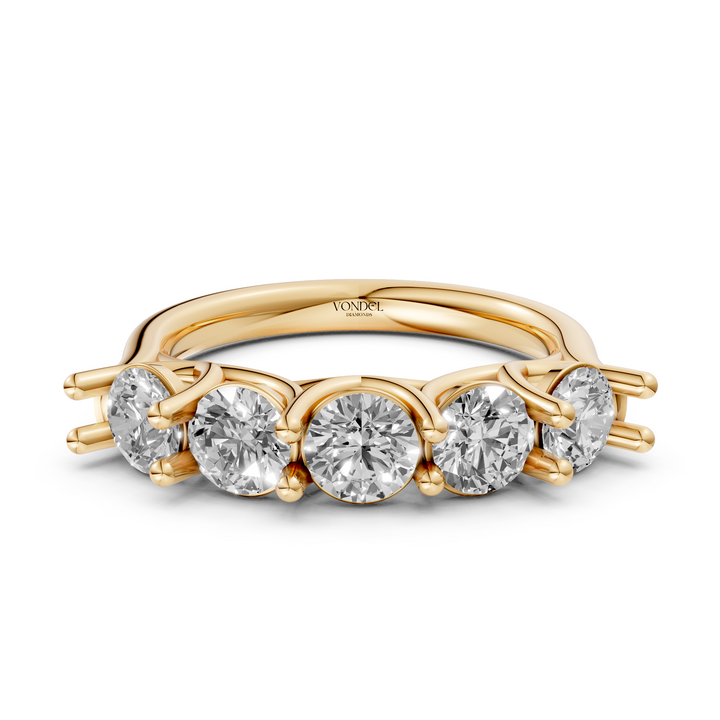 Rond Briljant 5 Diamanten Rijring  - 18K Geelgoud - 1,67 ct