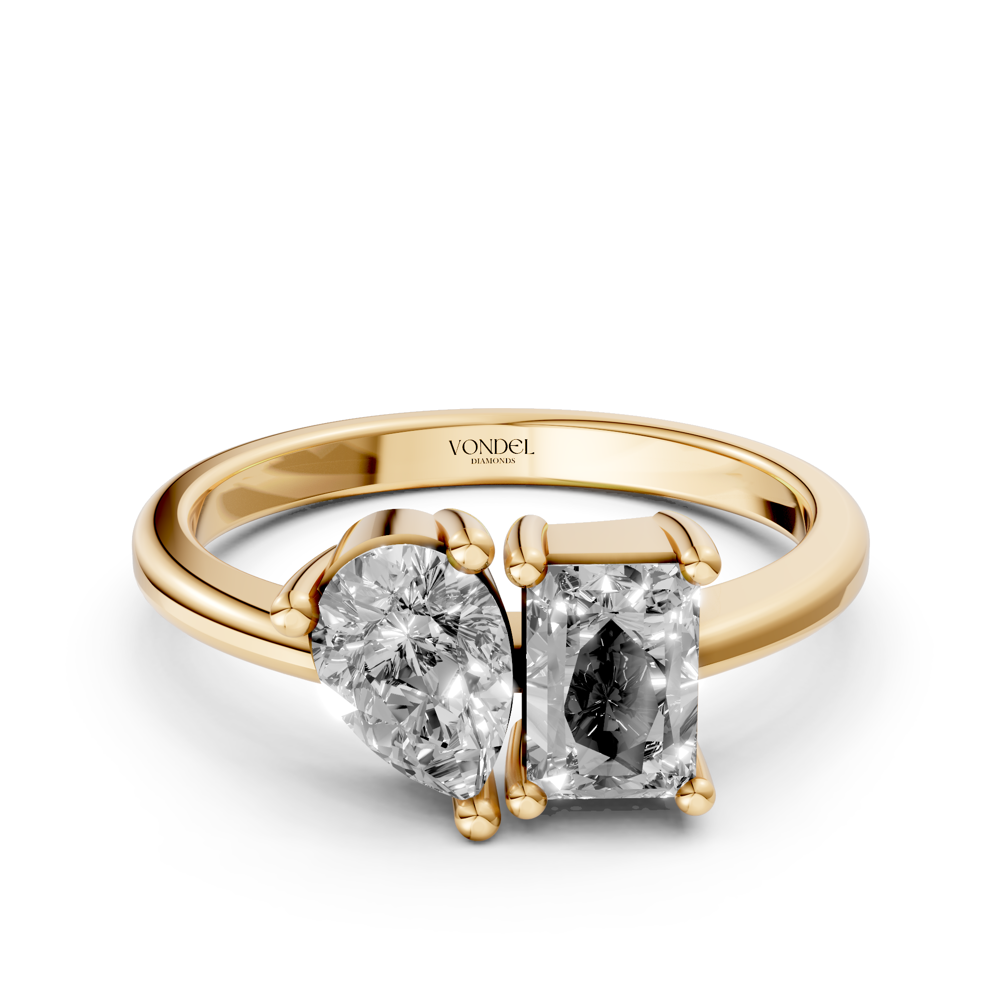 Demi - Radiant Pear Toi et Moi Lab Grown Diamond Ring - 18K Gold - 1,0 ct