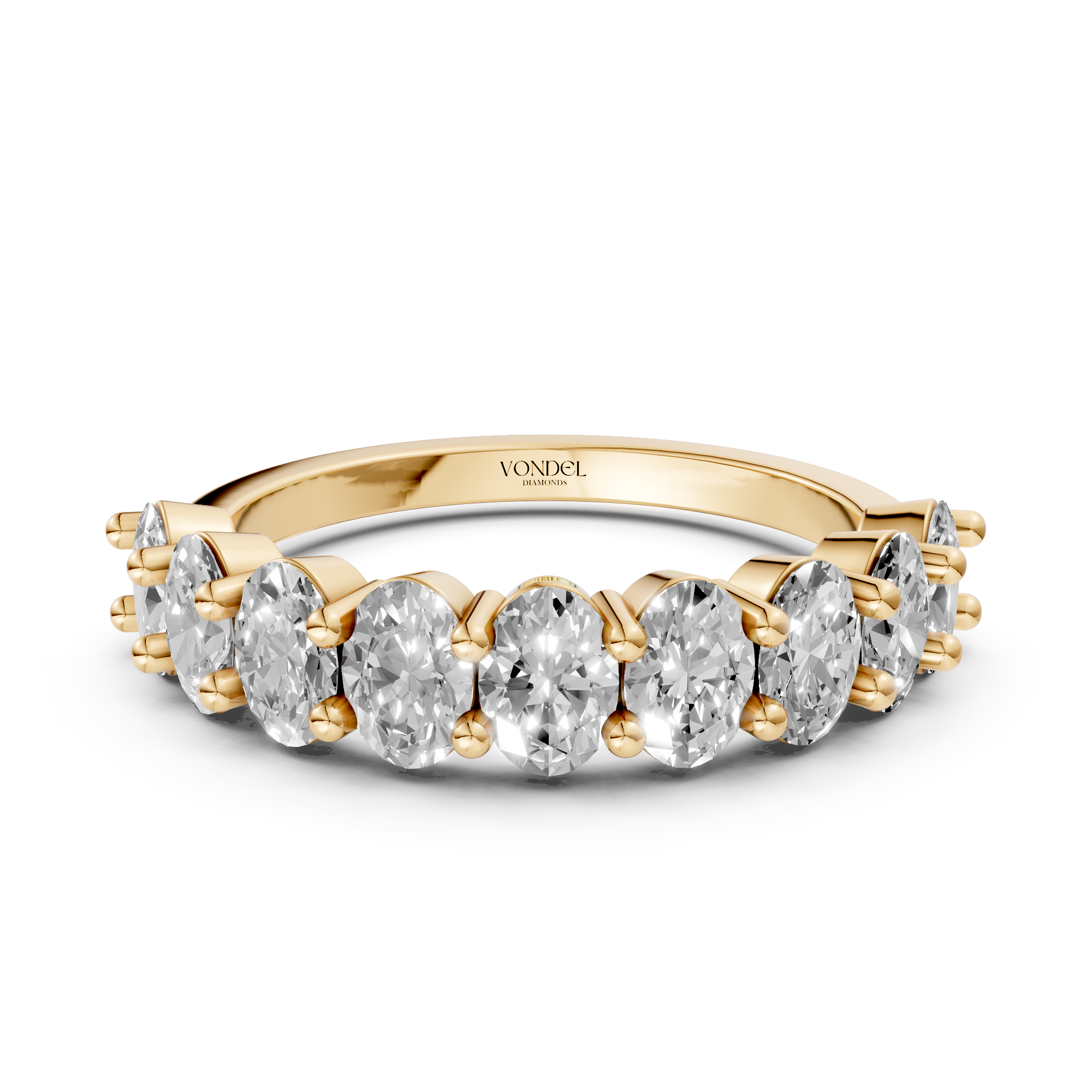 Alexandra - In Stock - Oval Half Eternity Lab Grown Diamond Ring with Shared Setting - 18K Gold