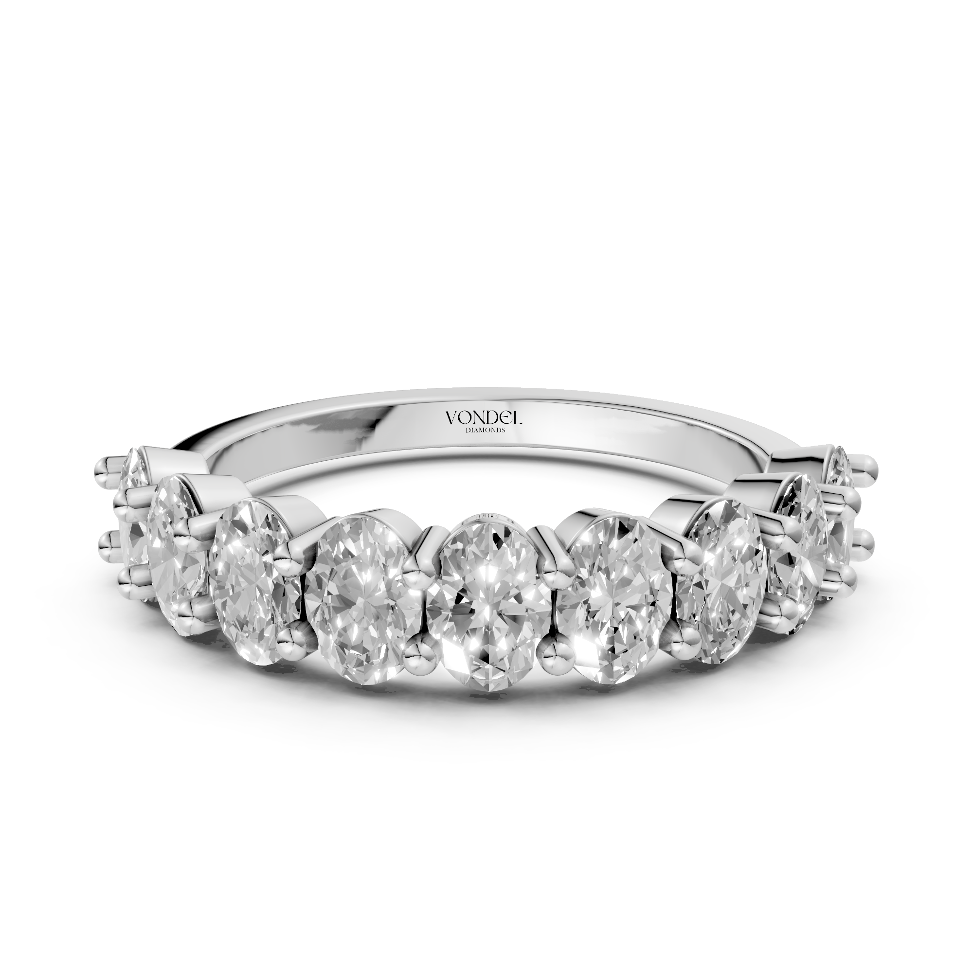 Alexandra - In Stock - Oval Half Eternity Lab Grown Diamond Ring with Shared Setting - 18K Gold