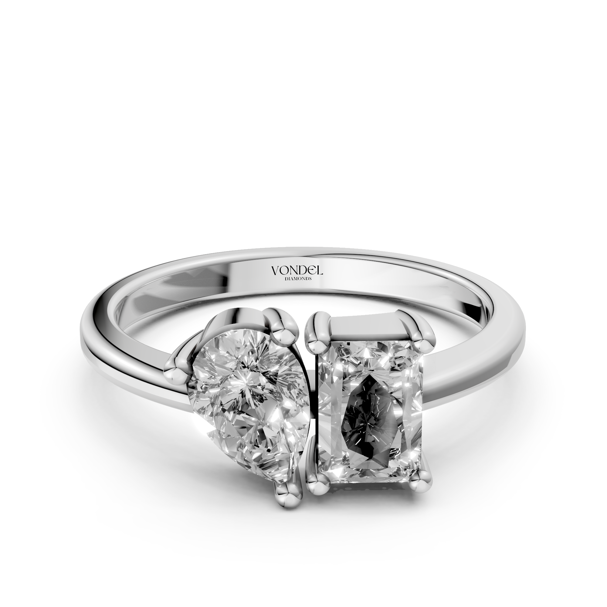 Demi - Radiant Pear Toi et Moi Lab Grown Diamond Ring - 18K Gold - 1,0 ct