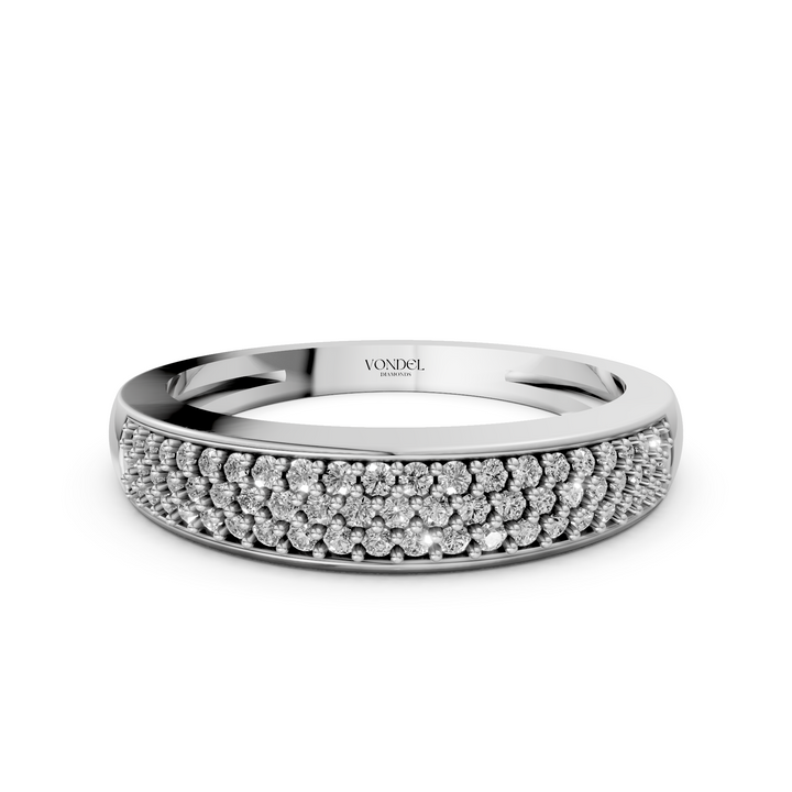 Rijring met drie rijen Pave Diamanten - 18K Geelgoud - 0,28 ct
