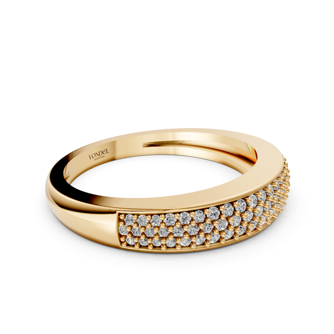 Rijring met drie rijen Pave Diamanten - 18K Geelgoud - 0,28 ct