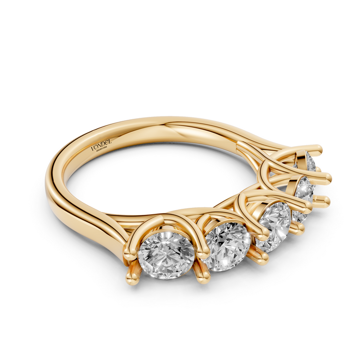 Rond Briljant 5 Diamanten Rijring  - 18K Geelgoud - 1,67 ct