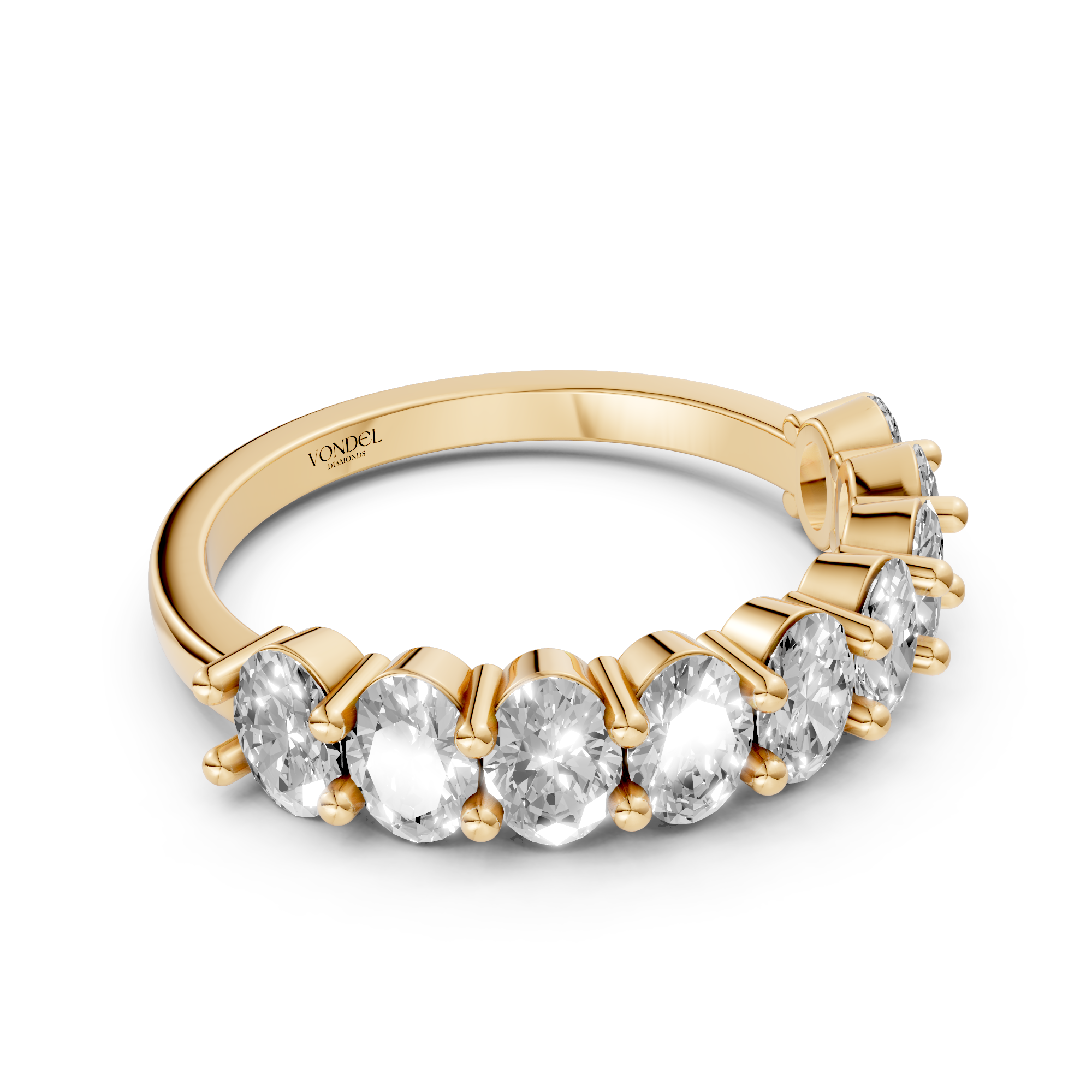 Alexandra - In Stock - Oval Half Eternity Lab Grown Diamond Ring with Shared Setting - 18K Gold