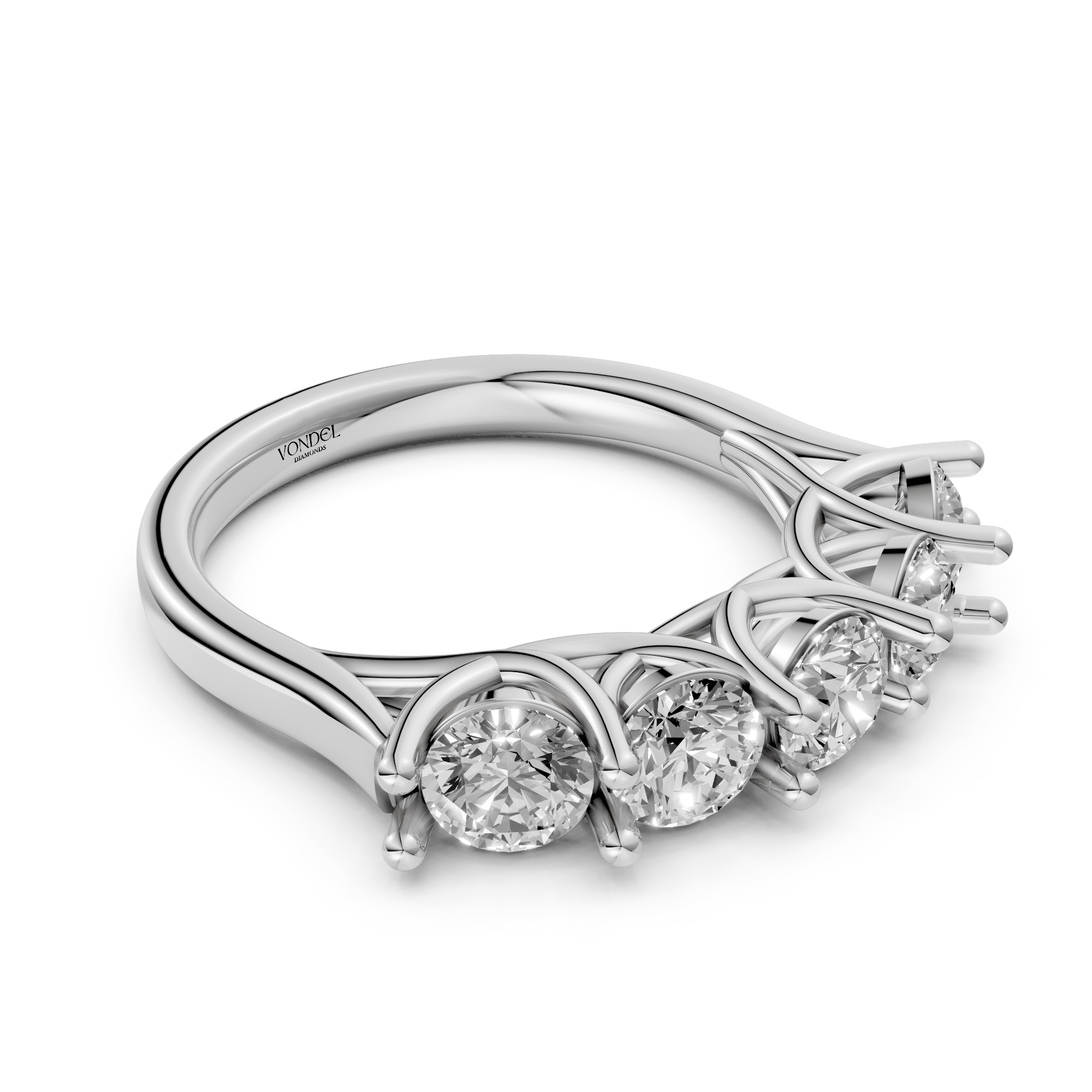 Jaimy - Round Brilliant Five Lab Grown Diamonds Row Ring - Platina - 1,47 ct
