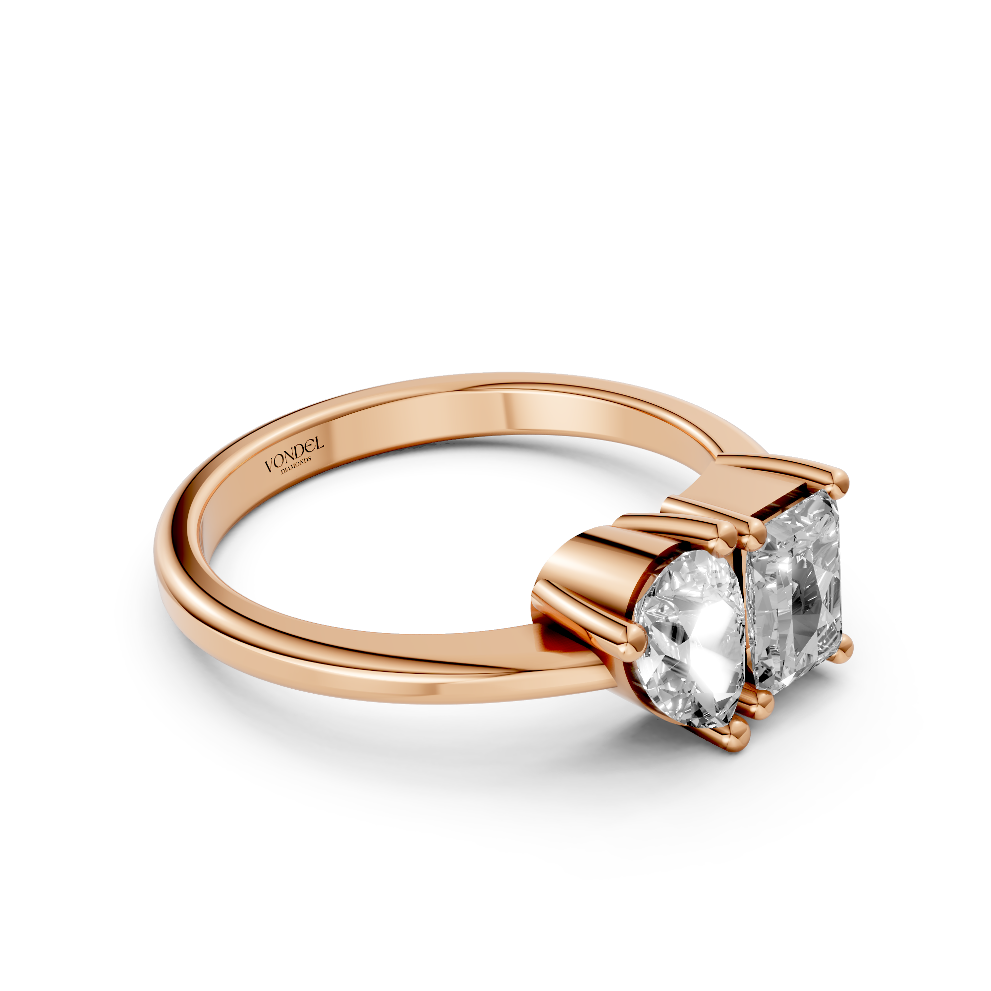 Demi - Radiant Pear Toi et Moi Lab Grown Diamond Ring - 18K Gold - 1,0 ct