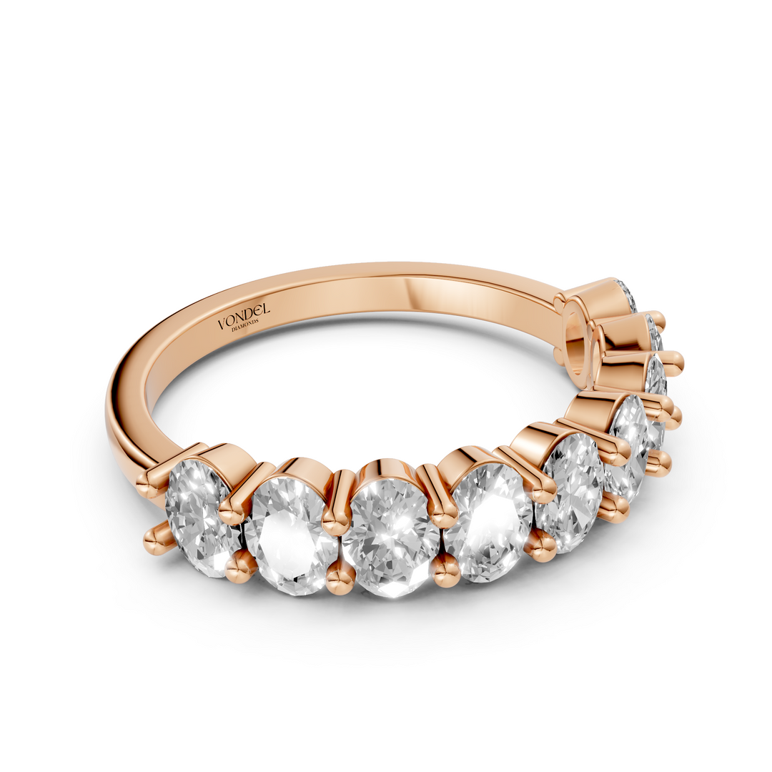 Oval half eternity Ring met gedeelde Zetting - 18K Goud - 1,6 ct