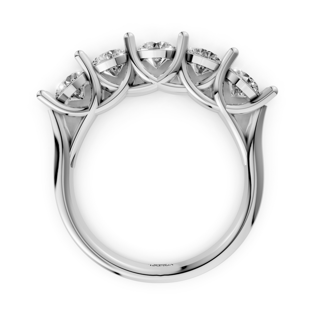 Rond Briljant 5 Diamanten Rijring  - Platina - 1,67 ct