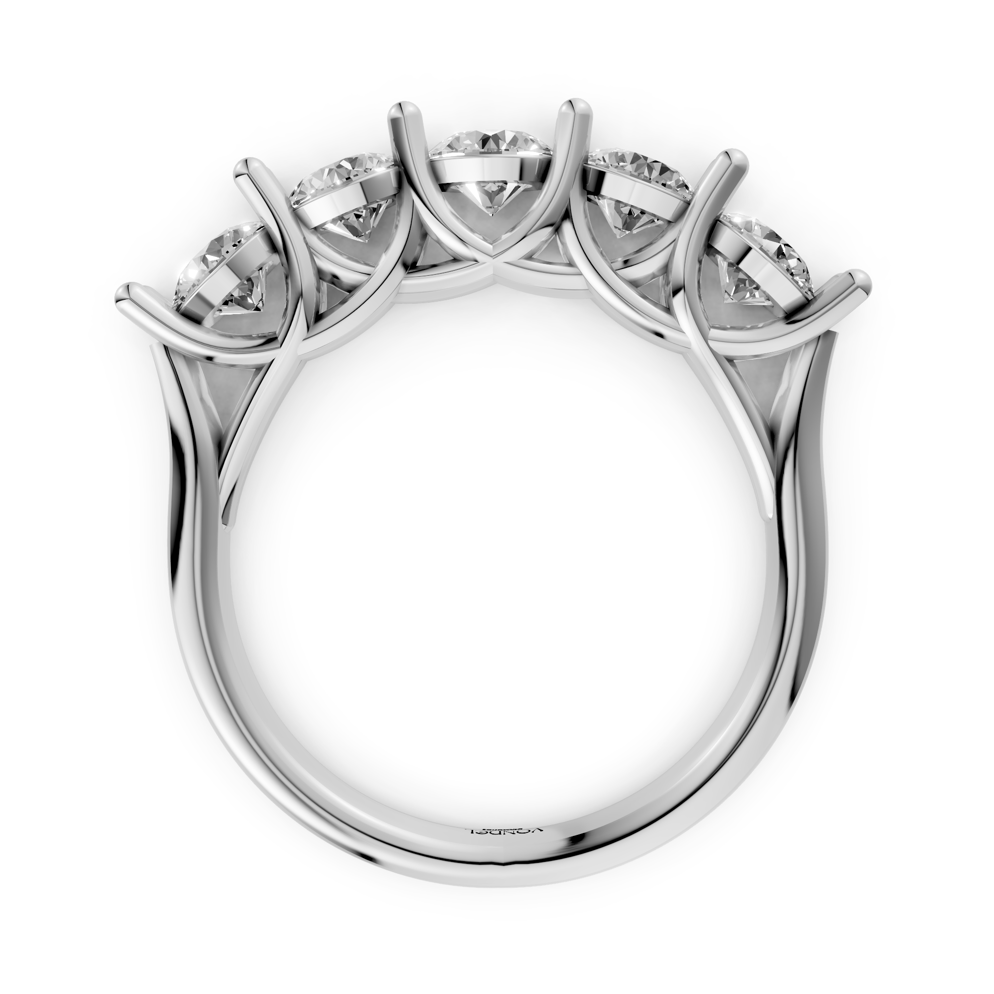 Jaimy - Round Brilliant Five Lab Grown Diamonds Row Ring - Platina - 1,47 ct