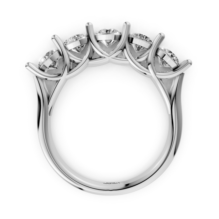 Rond Briljant 5 Diamanten Rijring  - Platina - 1,67 ct