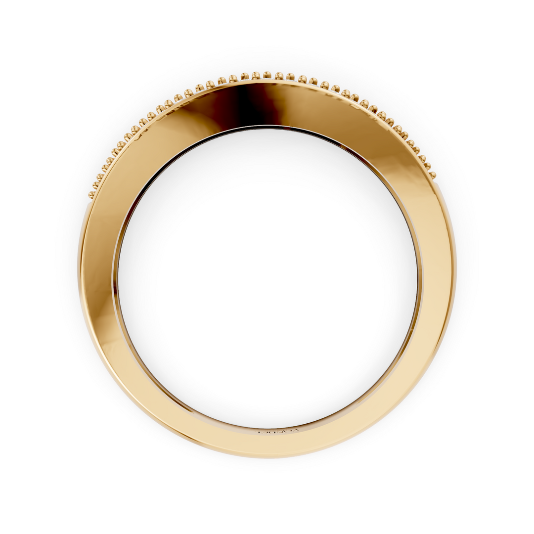Rijring met drie rijen Pave Diamanten - 18K Geelgoud - 0,28 ct