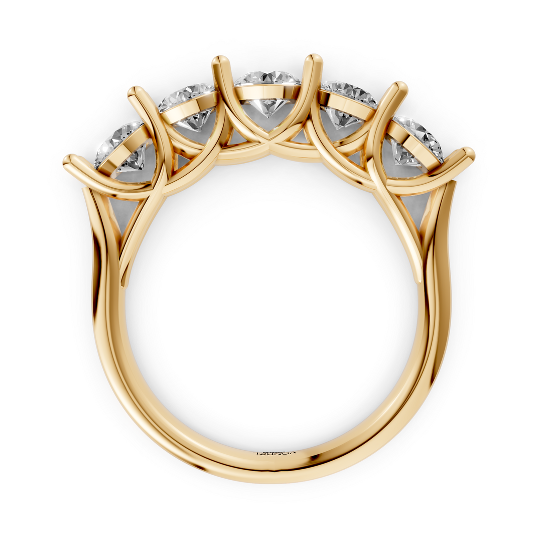 Rond Briljant 5 Diamanten Rijring  - 18K Geelgoud - 1,67 ct