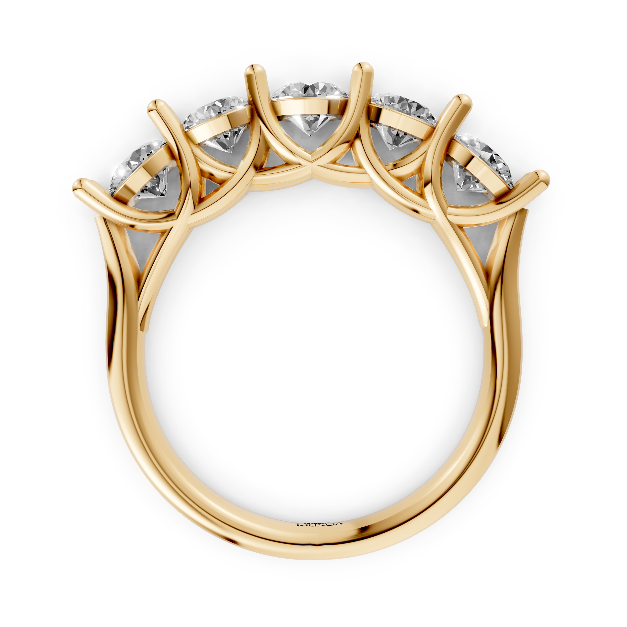 Jaimy - Round Brilliant Five Lab Grown Diamonds Row Ring - 18K Yellow Gold - 1,46 ct