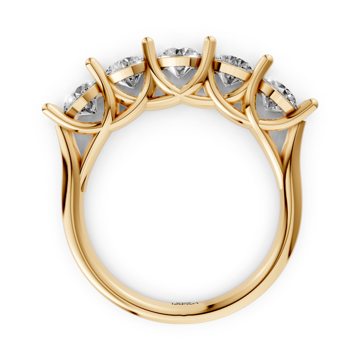 Rond Briljant 5 Diamanten Rijring  - 18K Geelgoud - 1,67 ct