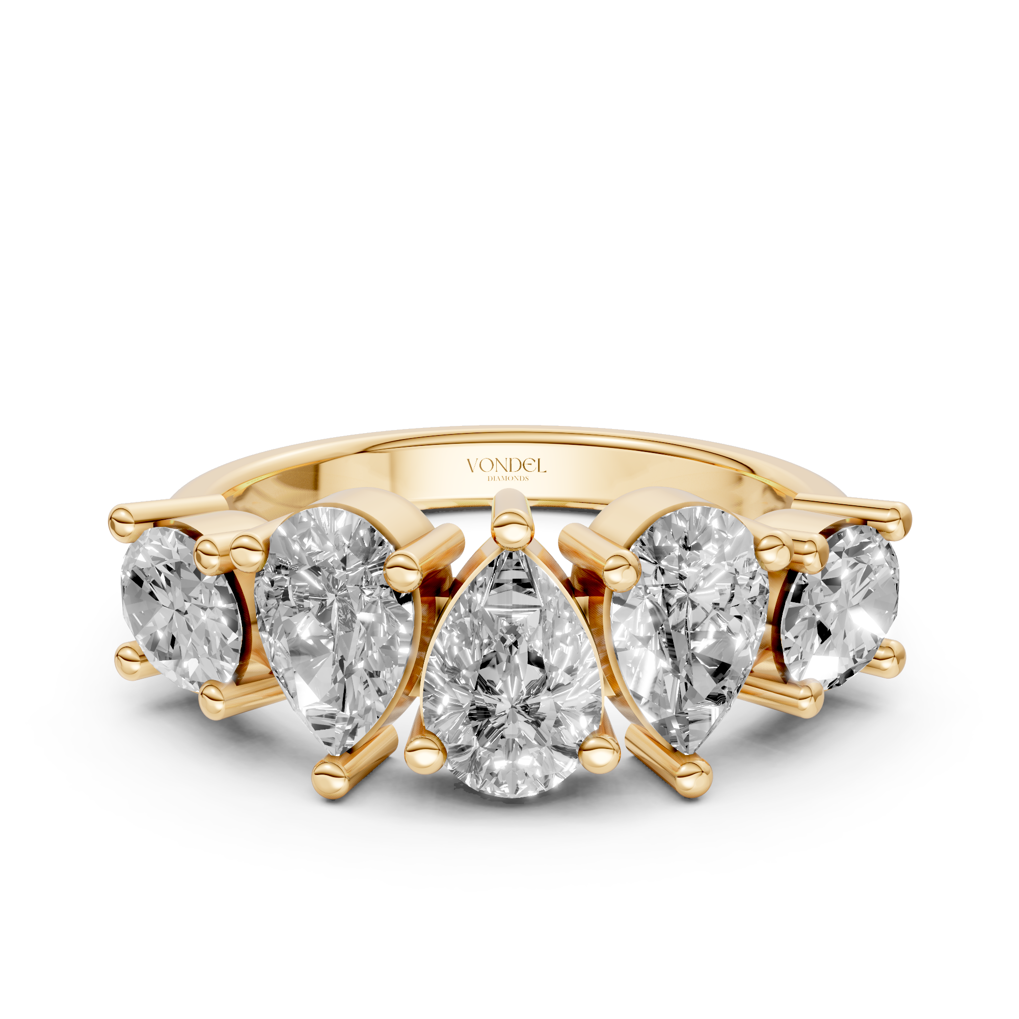 Joyce - Fancy Shape Pear Oval Lab Grown Diamond Ring - 18K Yellow Gold - 1,84 ct