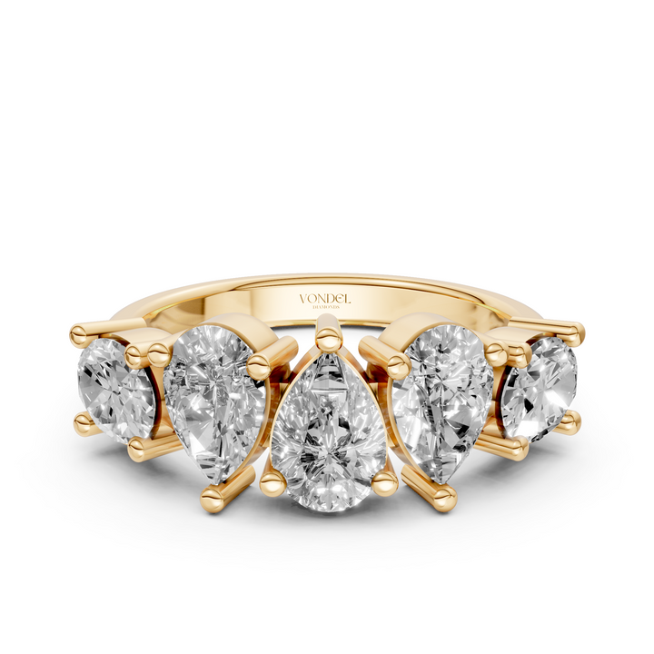 Fancy Shape Pear Oval Ring - 18K Geelgoud - 1,84 ct