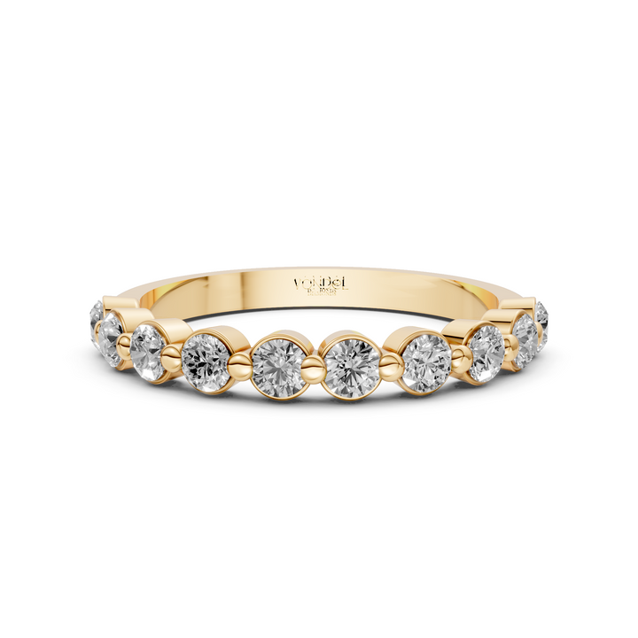 Diamanten Rijring half gezet met Bolzetting - 18K Geelgoud - 0.56 ct