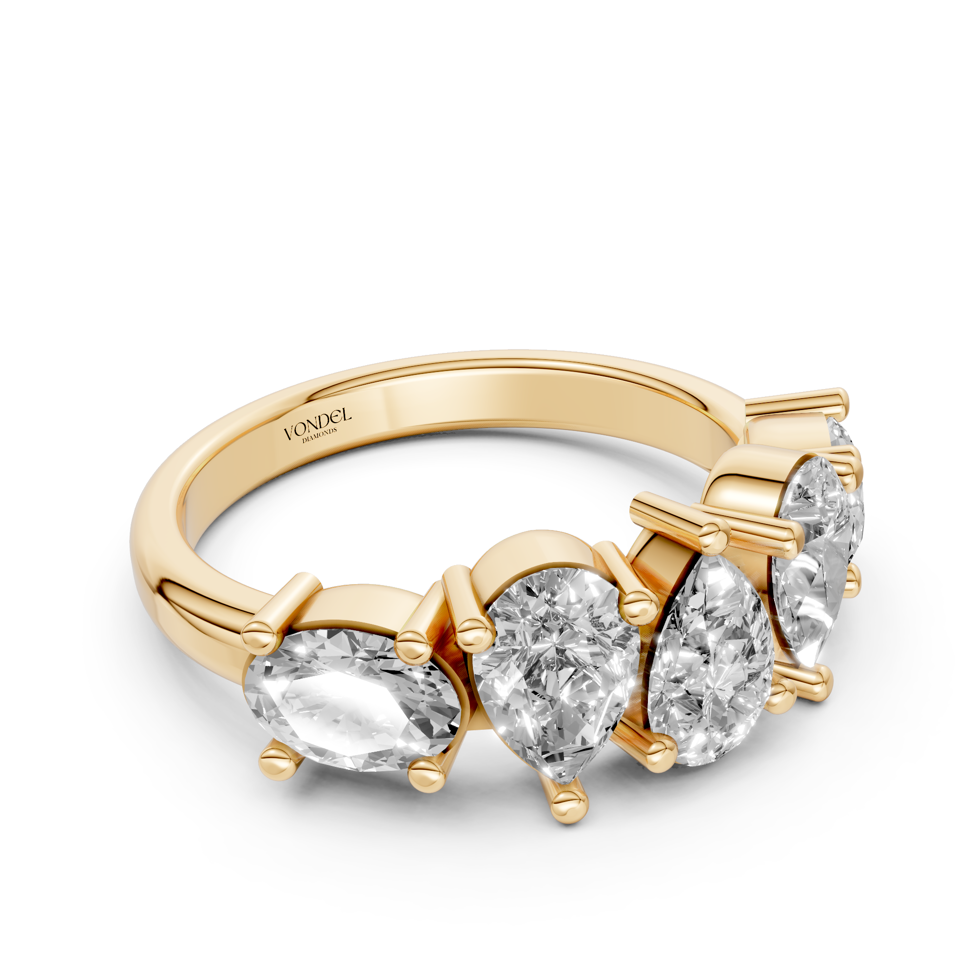 Joyce - Fancy Shape Pear Oval Lab Grown Diamond Ring - 18K Yellow Gold - 1,84 ct