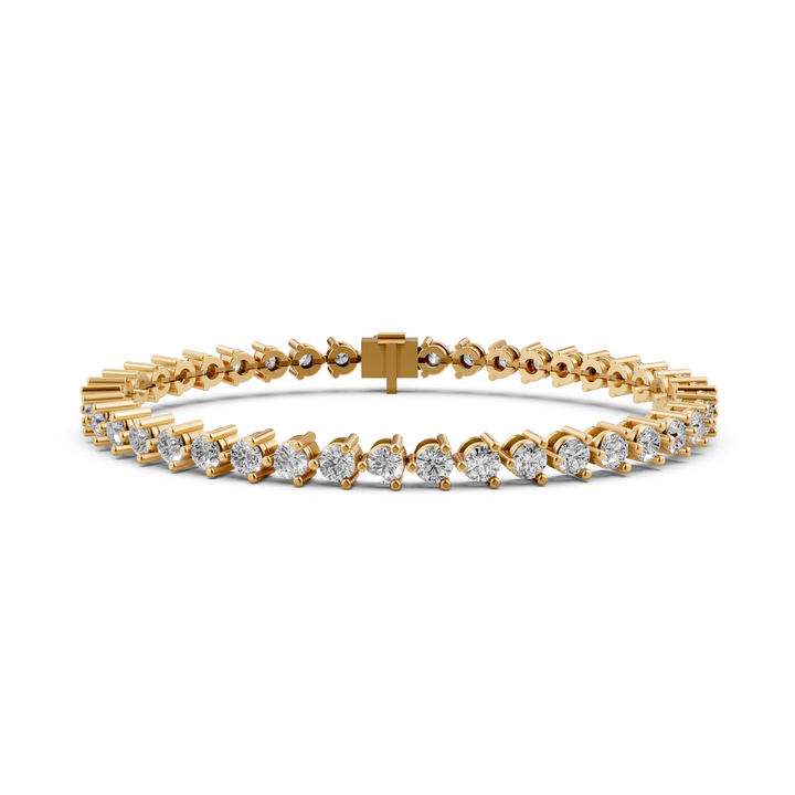 Tennisarmband Met Driepuntzetting - 18K Geelgoud - 6,33 ct