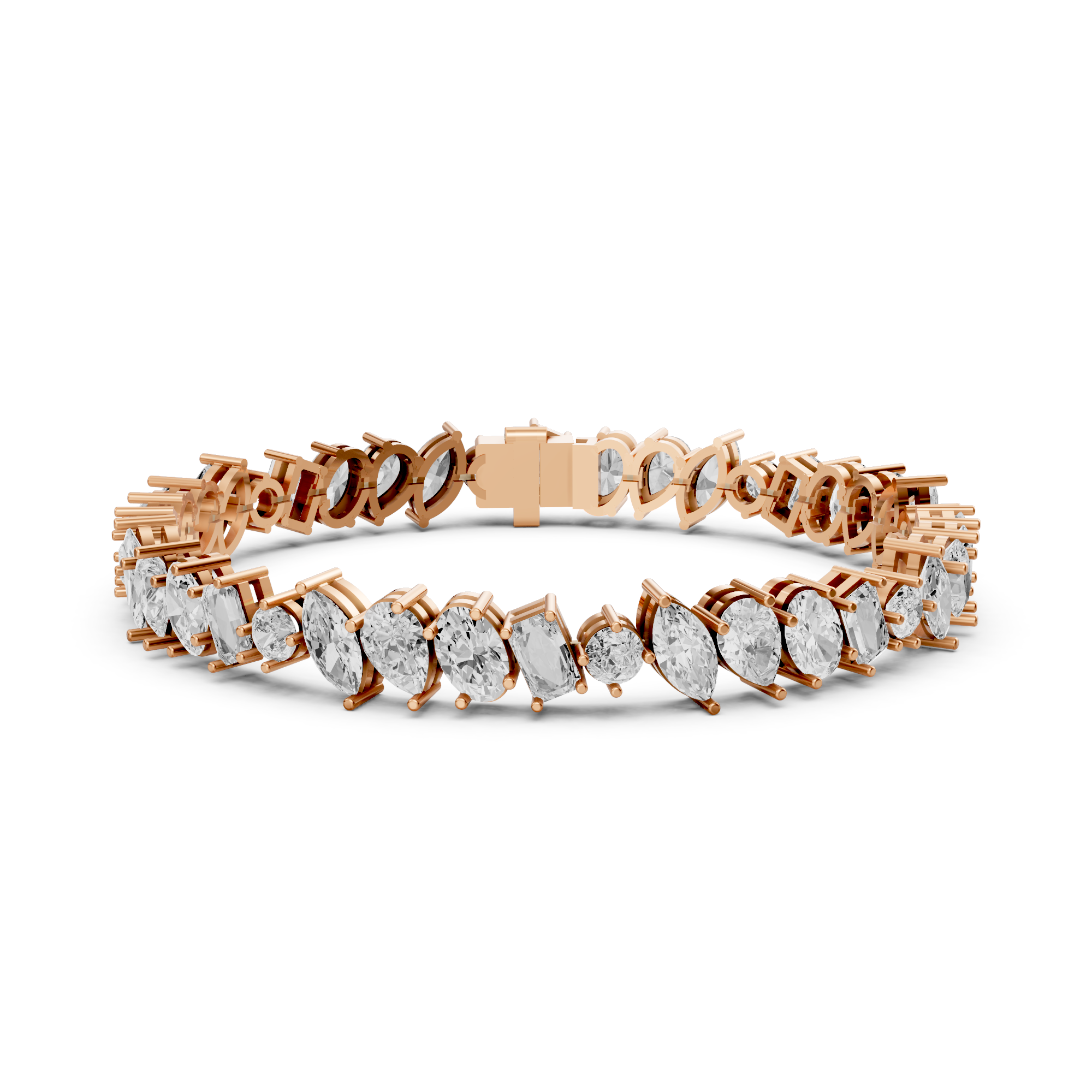 Claire - In Stock - Lab Grown Diamond Tennis Bracelet with Fancy Cut Mix Diamonds - 18K Gold - 12,72 ct