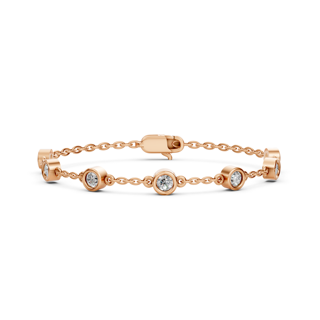 Fijne Armband met Diamantstations - 18k Geelgoud - 0,7 ct