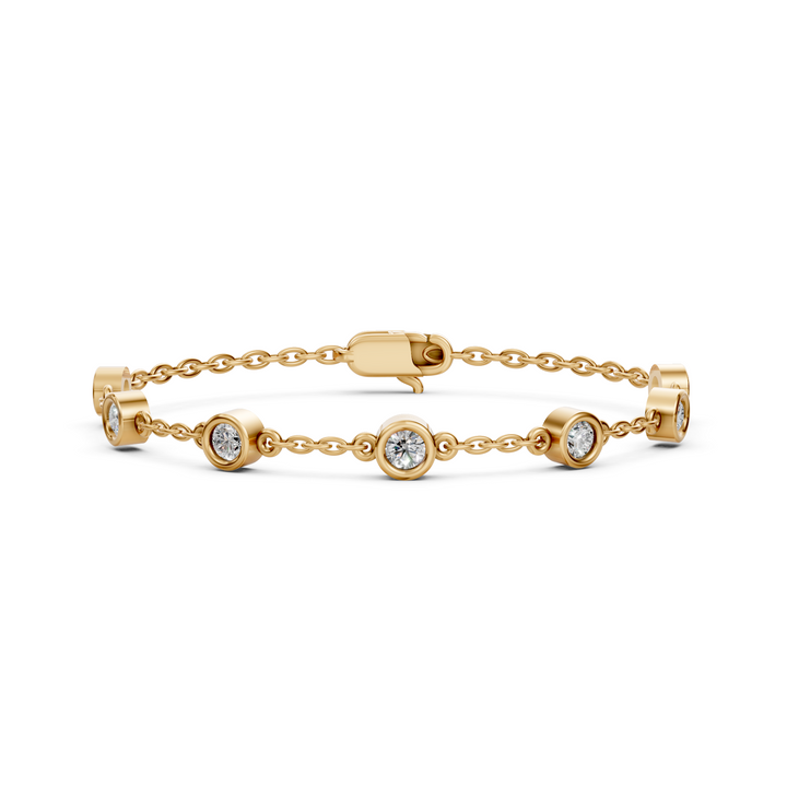 Fijne Armband met Diamantstations - 18k Geelgoud - 0,7 ct