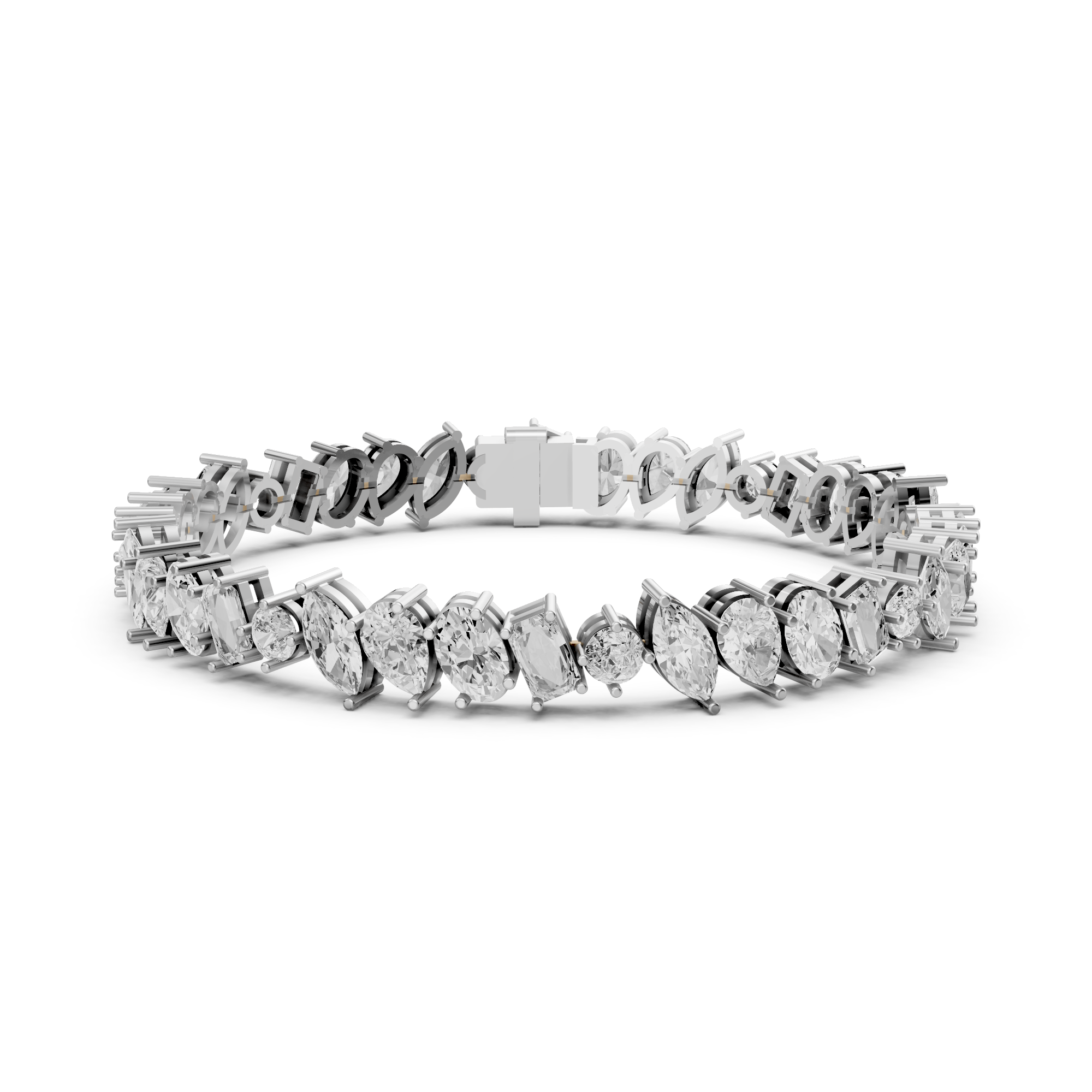 Claire - In Stock - Lab Grown Diamond Tennis Bracelet with Fancy Cut Mix Diamonds - 18K Gold - 12,72 ct