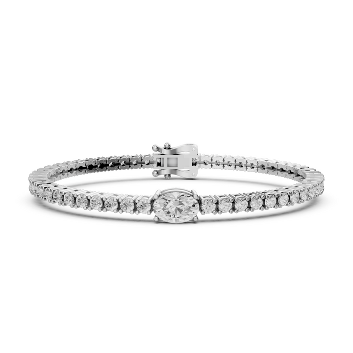 Daphne - Diamanten Tennisarmband met Ovale Middensteen - 18K Goud - 4,34 ct