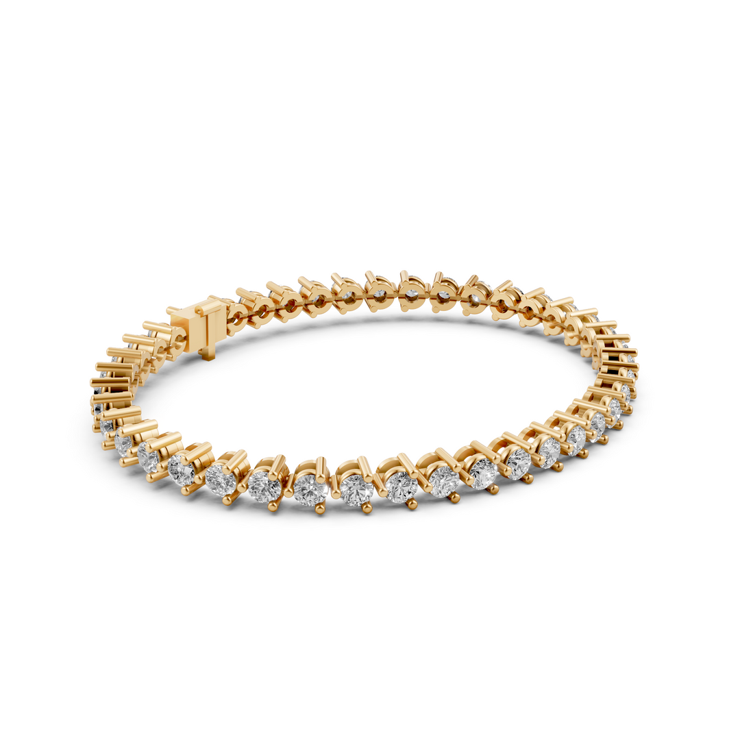 Tennisarmband Met Driepuntzetting - 18K Geelgoud - 6,33 ct