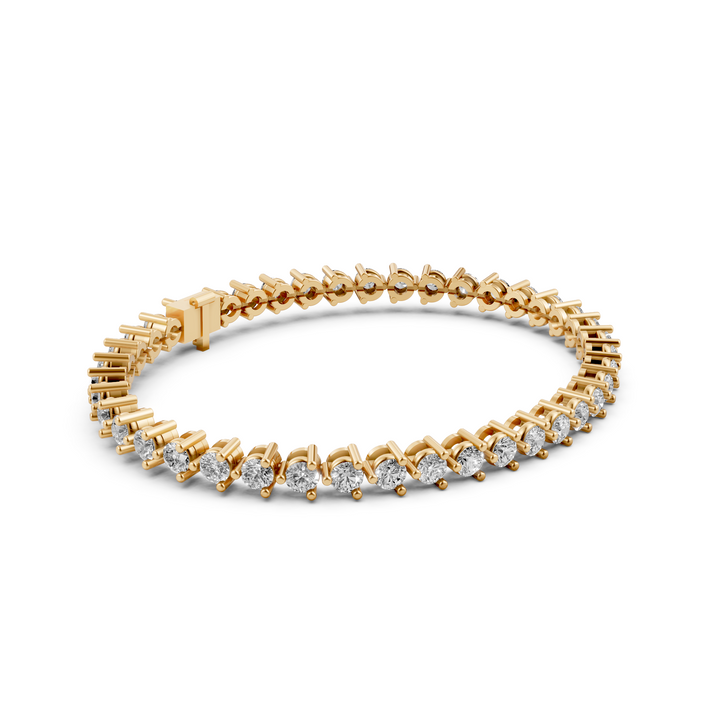 Tennisarmband Met Driepuntzetting - 18K Geelgoud - 6,33 ct