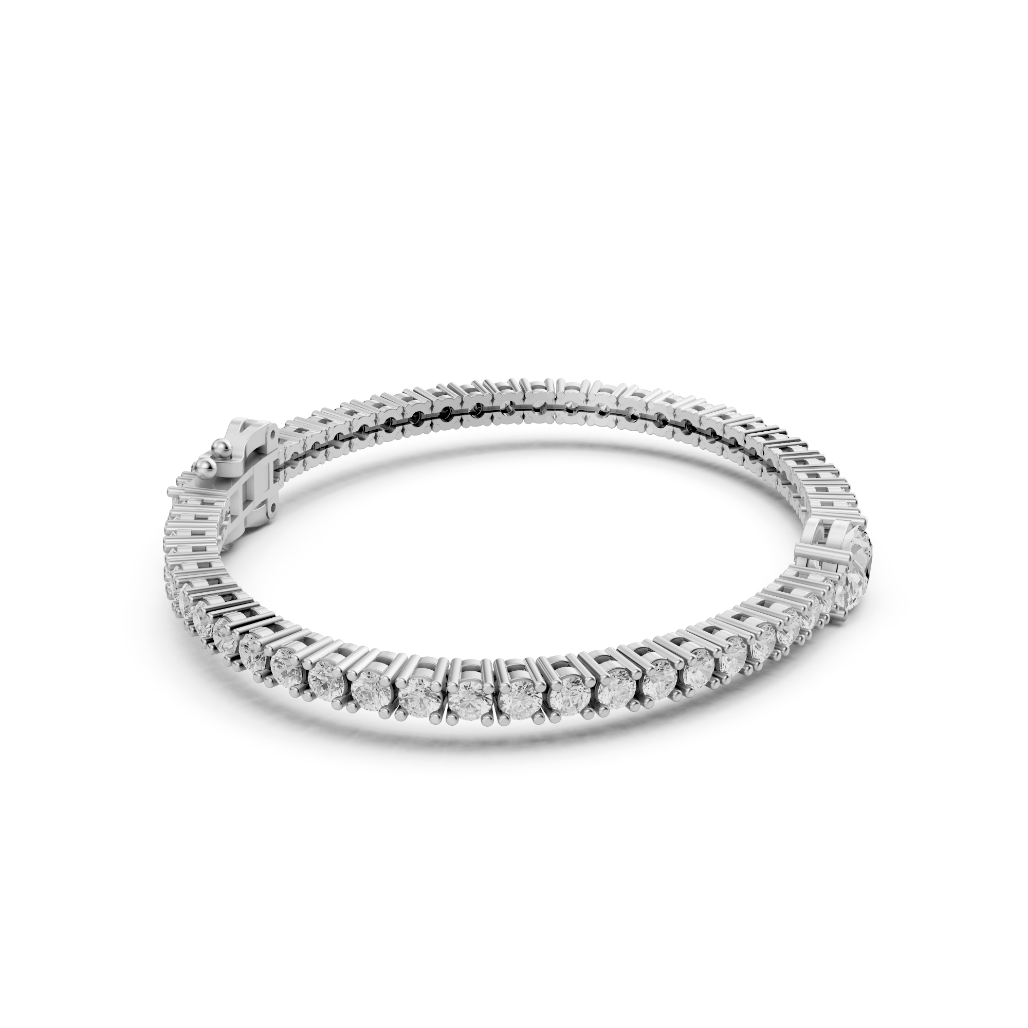 Daphne - In Stock - Lab Grown Diamond Tennis Bracelet with Oval Center Stone - 18K Gold - 4,34 ct
