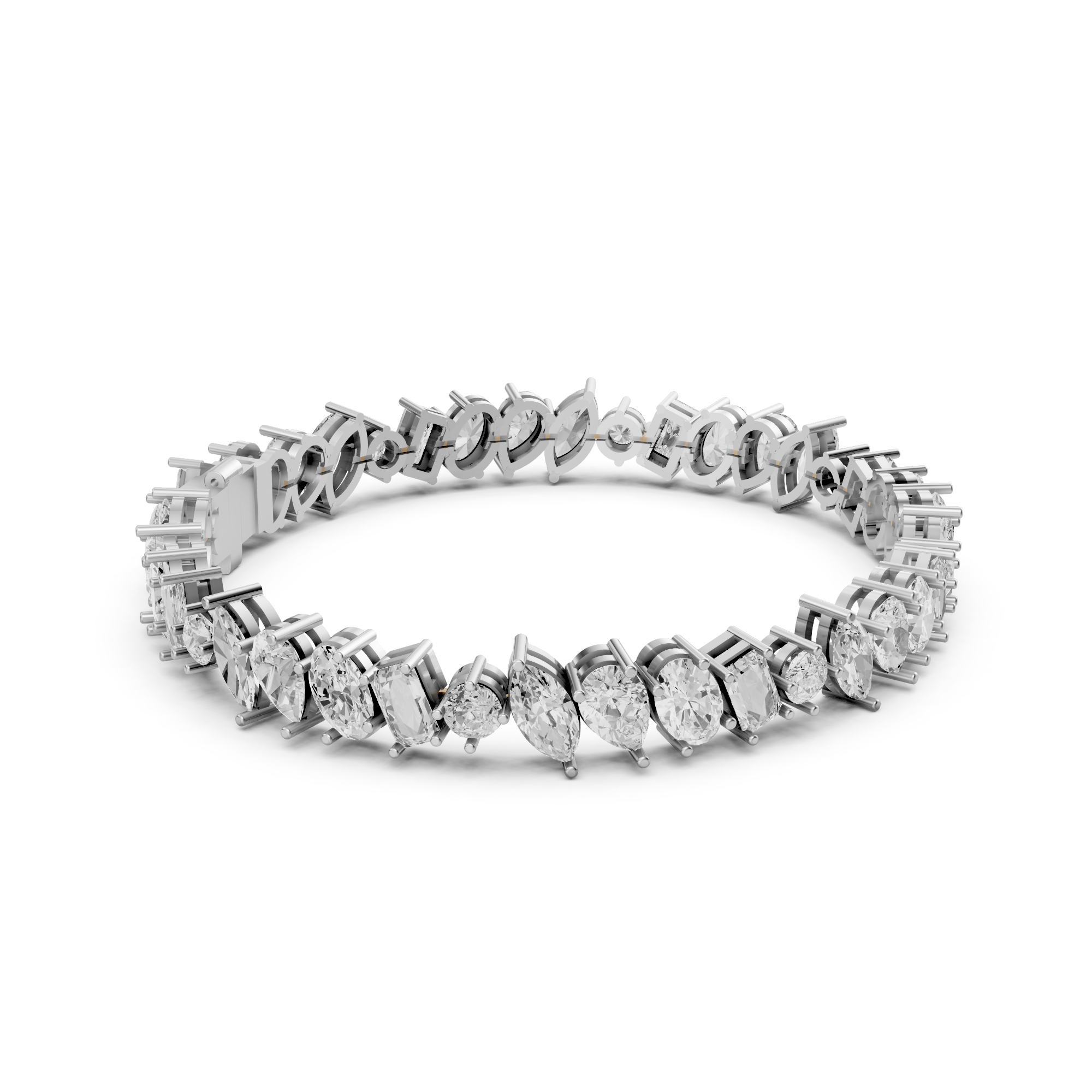 Claire - In Stock - Lab Grown Diamond Tennis Bracelet with Fancy Cut Mix Diamonds - 18K Gold - 12,72 ct