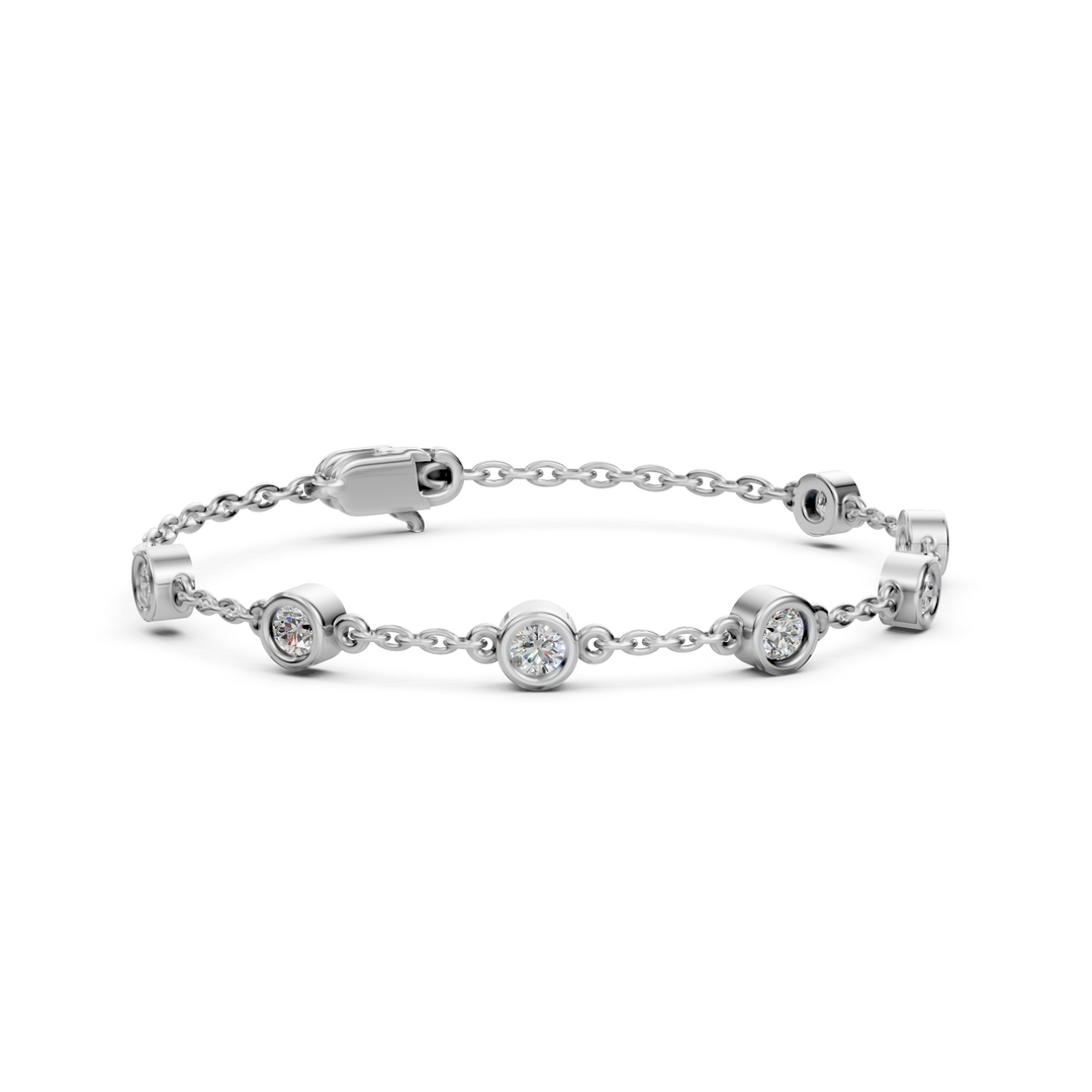 Fijne Armband met Diamantstations - 18k Geelgoud - 0,7 ct