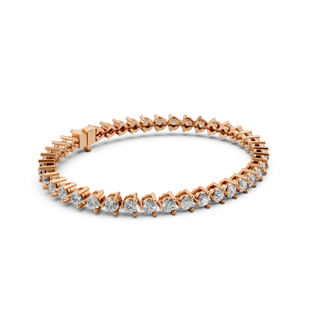 Tennisarmband Met Driepuntzetting - 18K Geelgoud - 6,33 ct