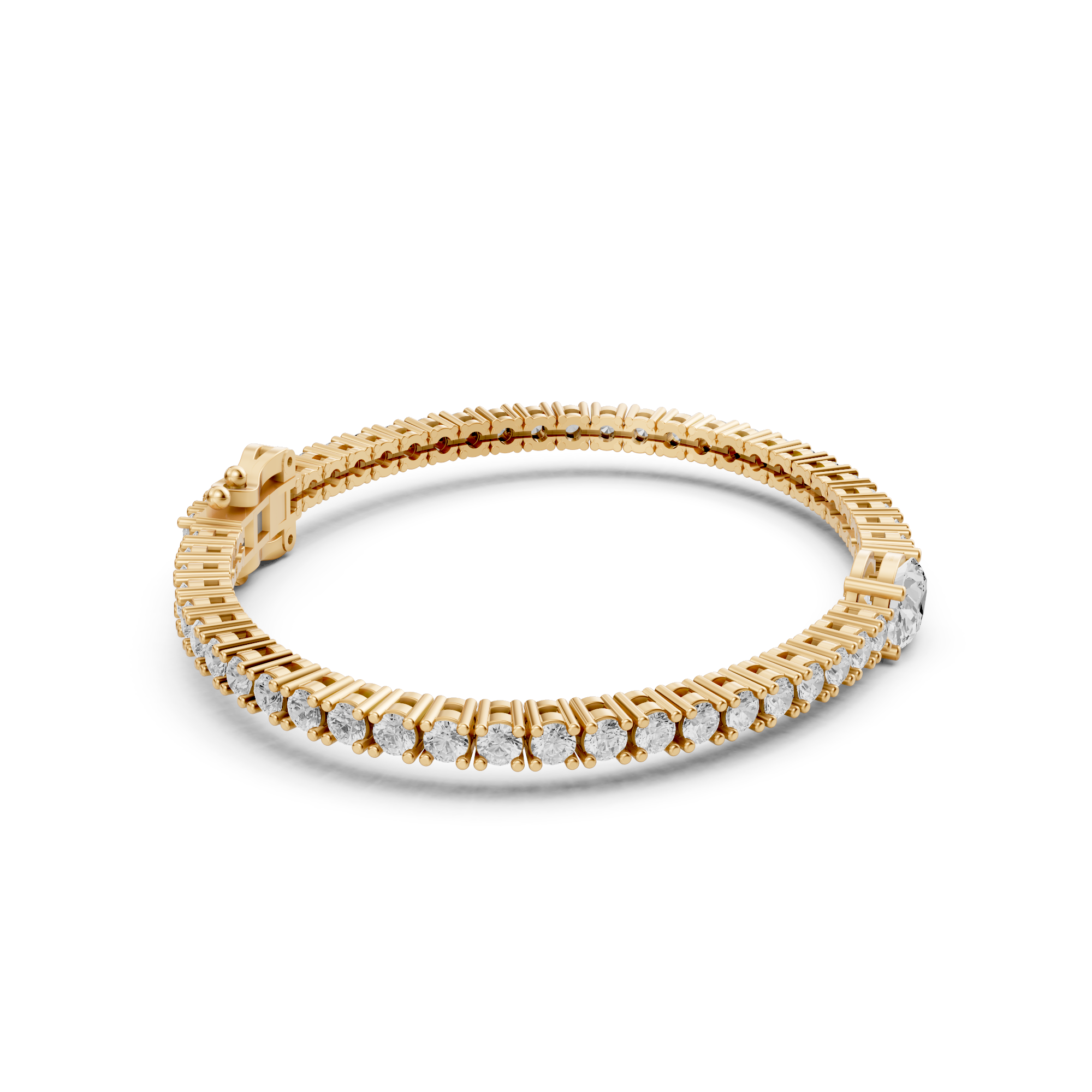 Daphne - In Stock - Lab Grown Diamond Tennis Bracelet with Oval Center Stone - 18K Gold - 4,34 ct
