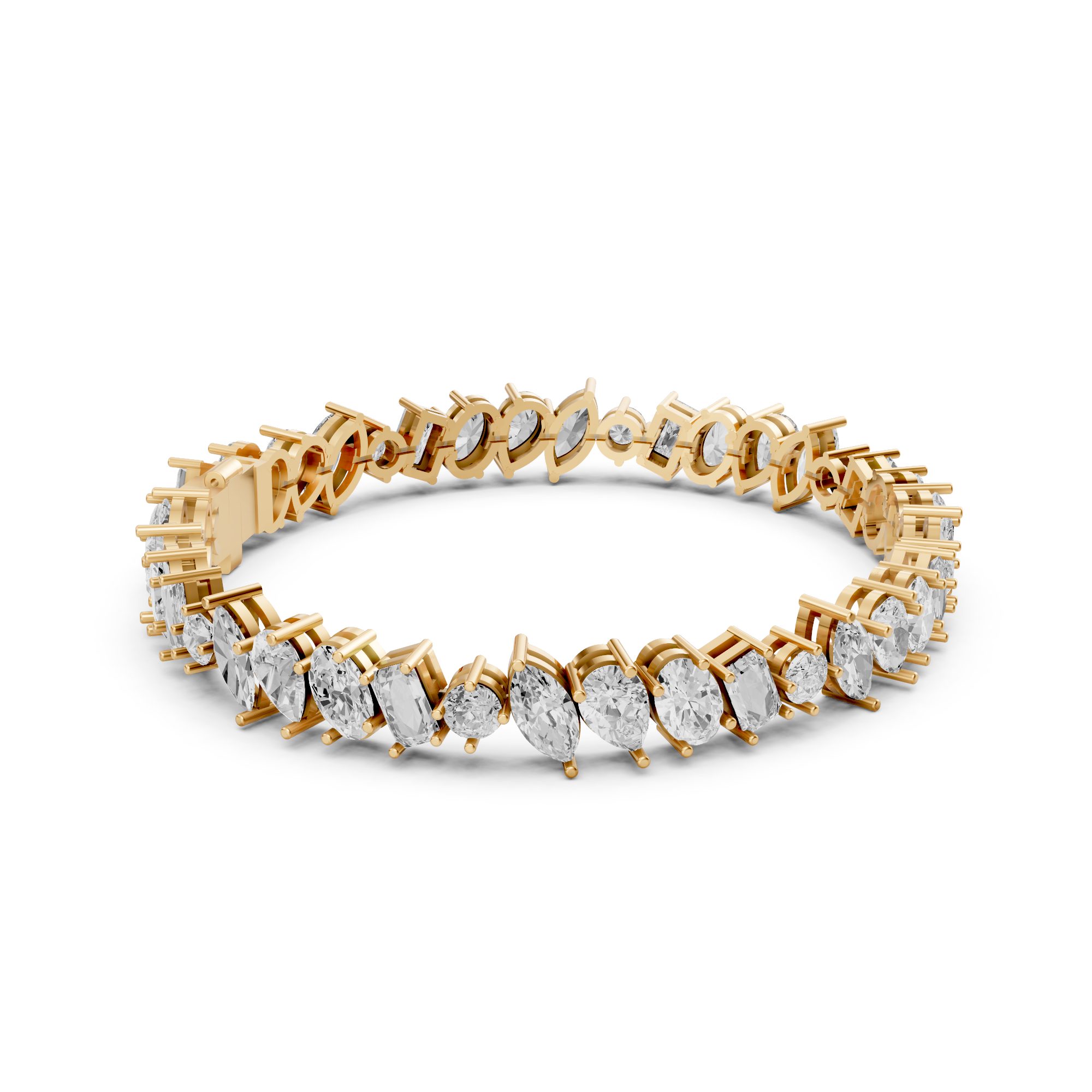 Claire - In Stock - Lab Grown Diamond Tennis Bracelet with Fancy Cut Mix Diamonds - 18K Gold - 12,72 ct