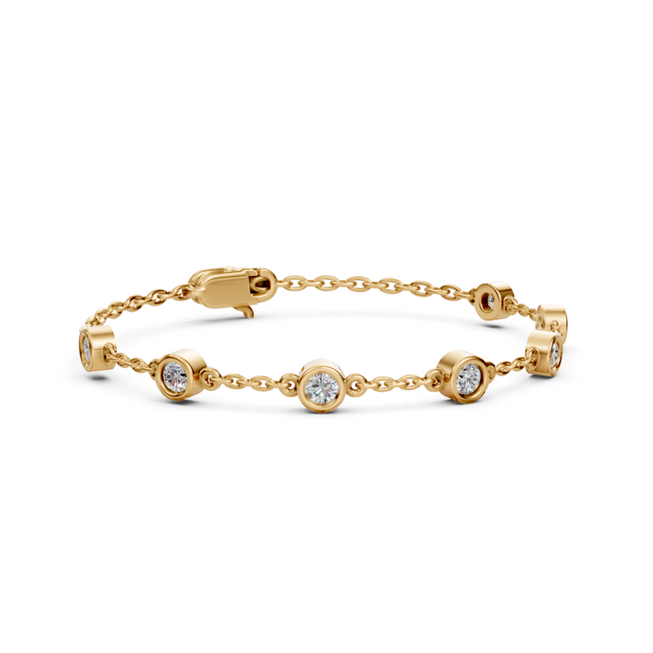 Fijne Armband met Diamantstations - 18k Geelgoud - 0,7 ct