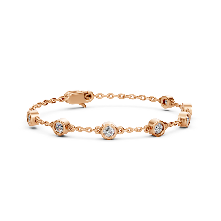 Fijne Armband met Diamantstations - 18k Geelgoud - 0,7 ct