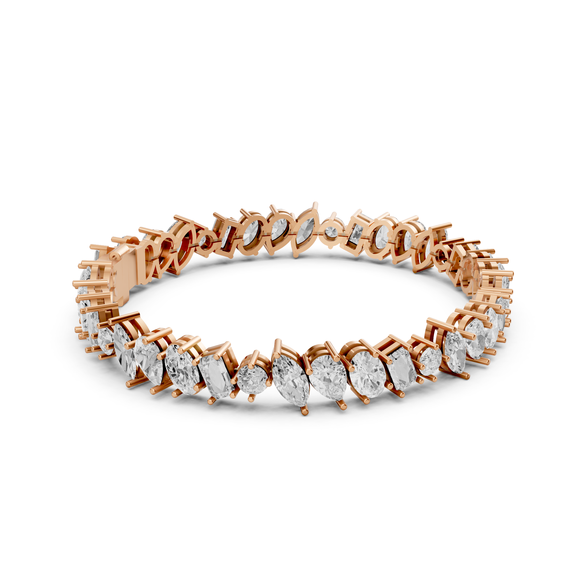 Claire - In Stock - Lab Grown Diamond Tennis Bracelet with Fancy Cut Mix Diamonds - 18K Gold - 12,72 ct