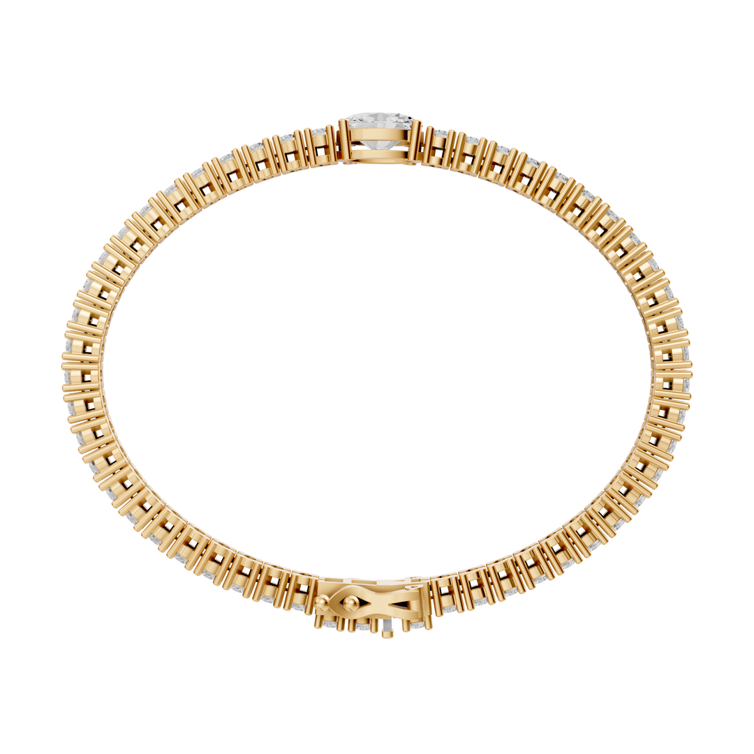 Daphne - Diamanten Tennisarmband met Ovale Middensteen - 18K Goud - 4,34 ct