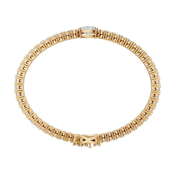 Daphne - Diamanten Tennisarmband met Ovale Middensteen - 18K Goud - 4,34 ct